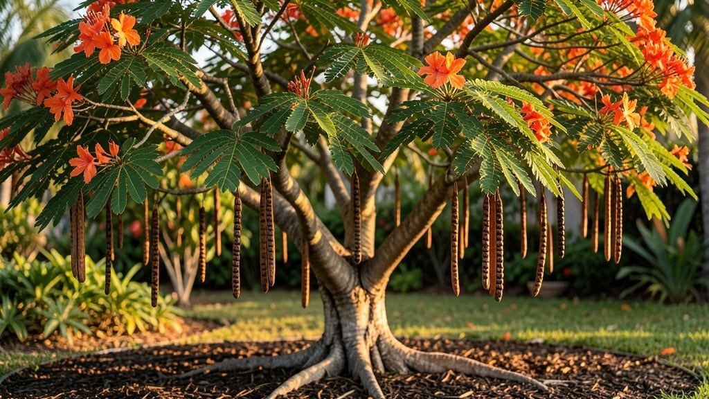 Royal Poinciana Tree Seed Pods: Natural Split-Open Method for Viable Seed Extraction