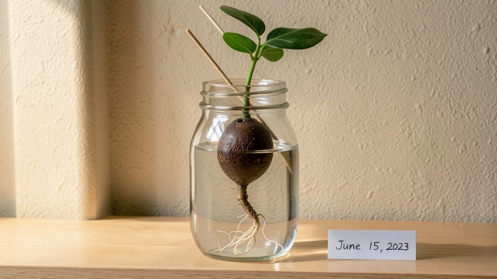 Avocado Seed in Water With Toothpicks: Cold-Stressed Roots in 60 Days